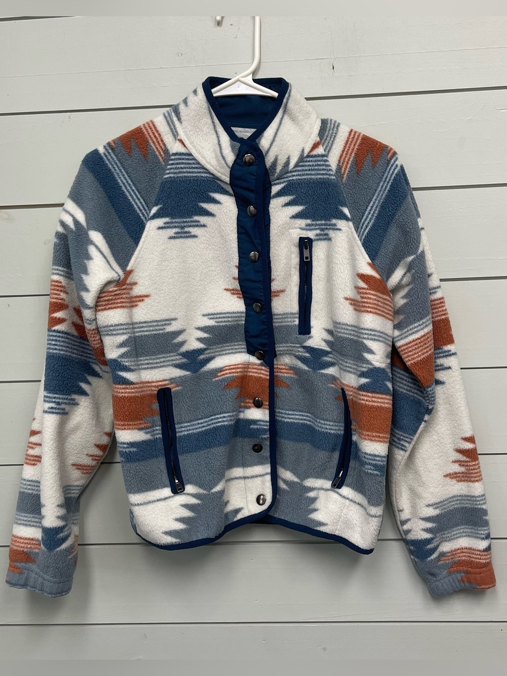 Sky and Sparrow aztec fleece button snap jacket women's size small